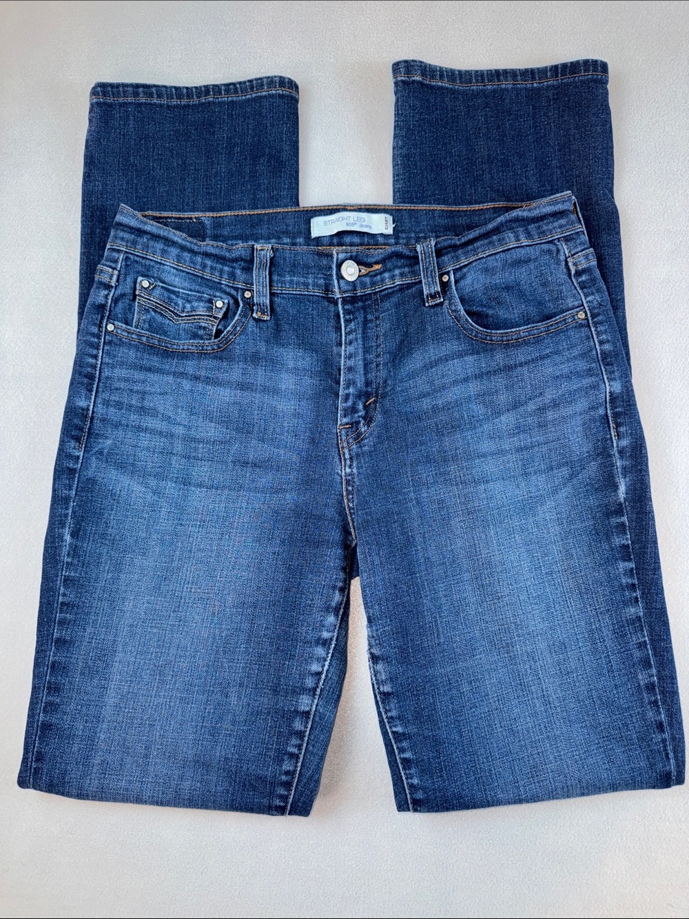Levi's Jeans 505 Straight Leg Blue Dark Wash Women's 6 L/C EUC